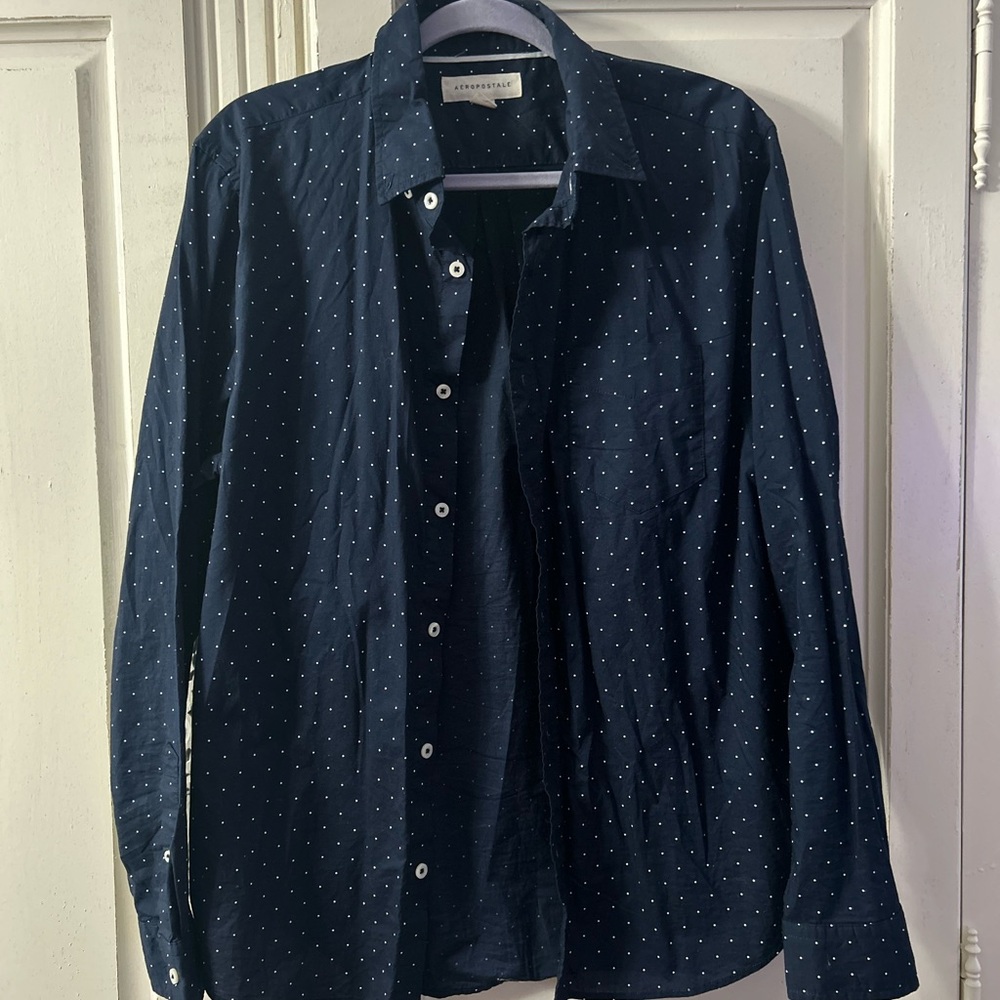 Aeropostale Navy Blue Casual Button Down Shirt